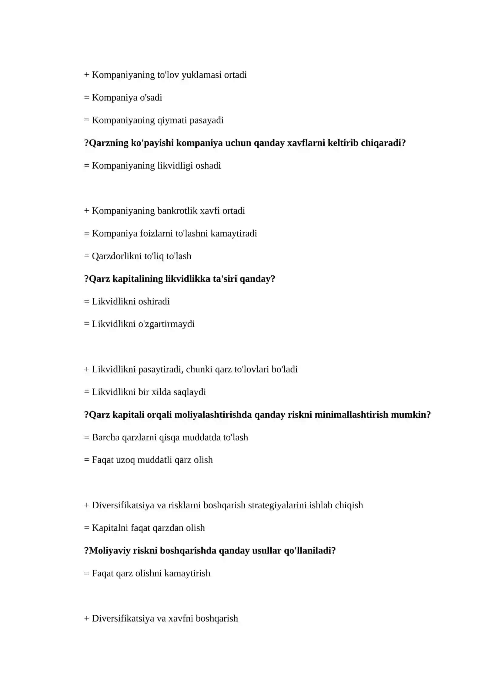 Qarz kapitali orqali moliyalashtirish 2