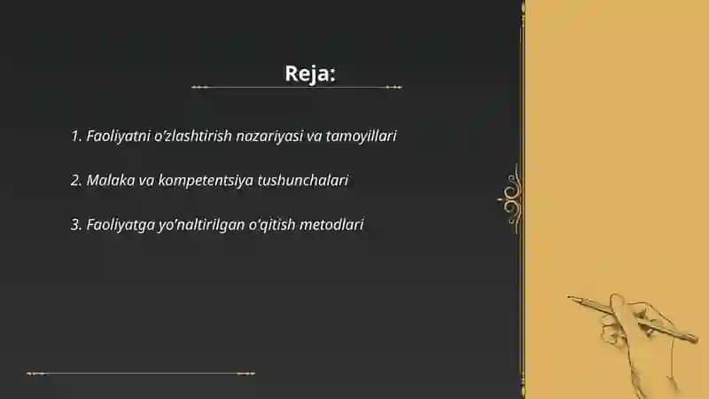 Faoliyatning oʼzlashtirilishi va malakalarni yegallash 2