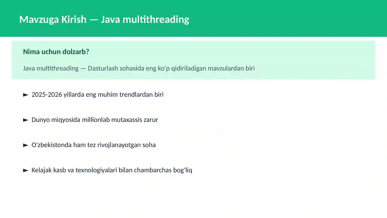 DASTURLASH | JAVA VA KORXONA 2
