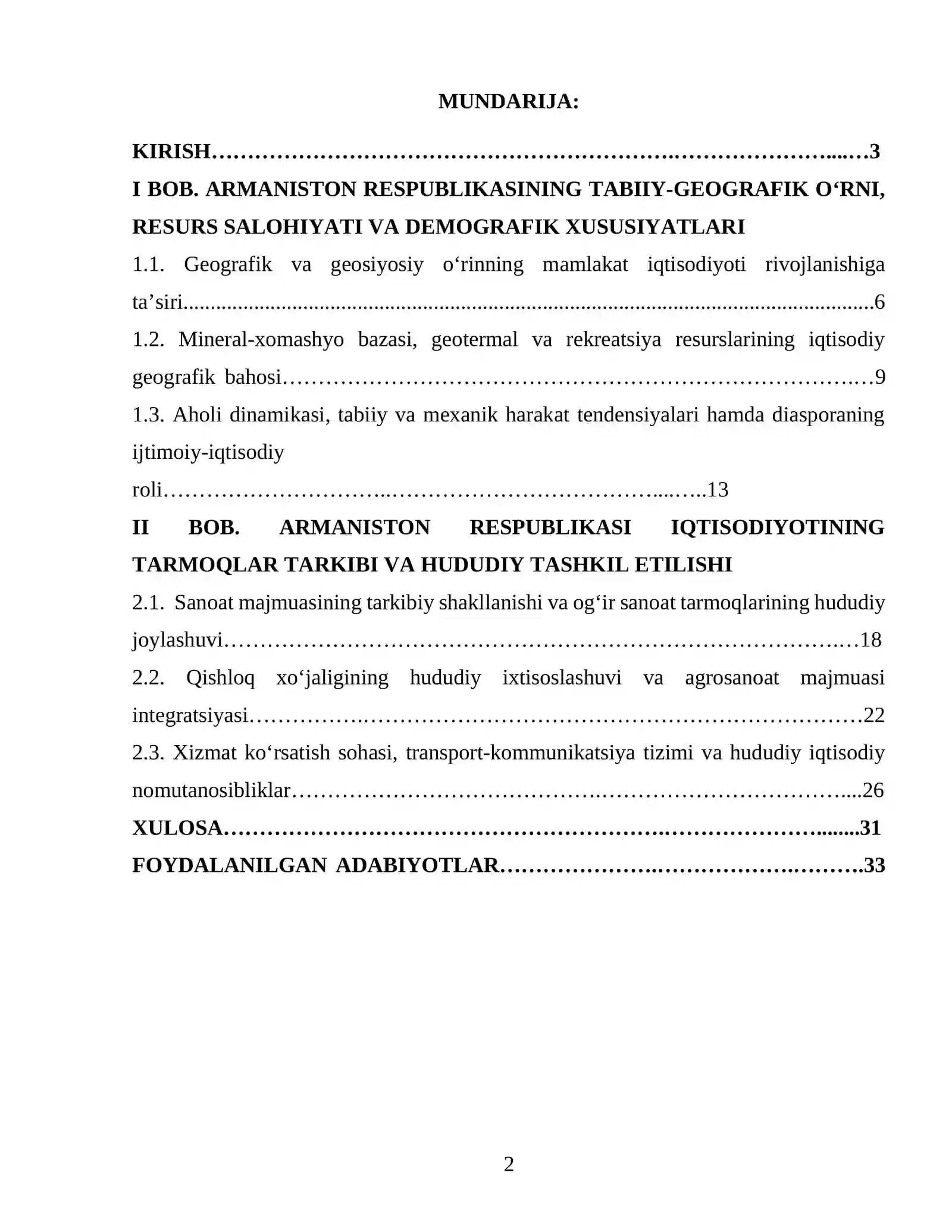 ARMANISTON RESPUBLIKASI IQTISODIY-IJTIMOIY GEOGRAFIYASI 2