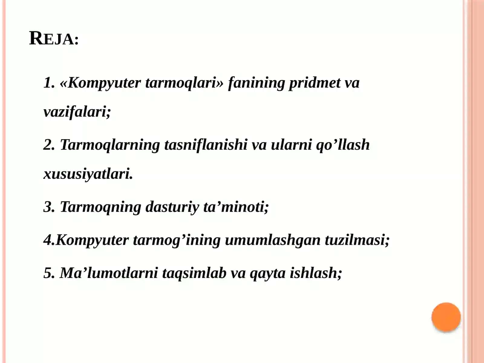 Kompyuter tarmoqlarining evolyutsiyasi.Tarmoq dasturiy ta’minoti 2