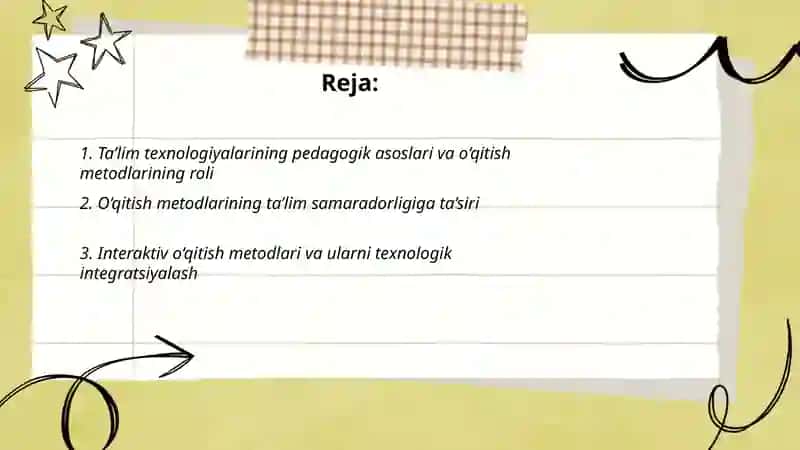 Ta’lim texnologiyalarining pedagogik asoslari va o‘qitish metodlarining roli 2