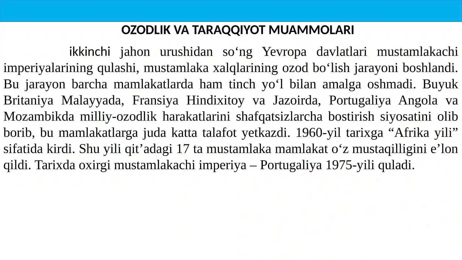 10 –Sinf  Jaxon tarix   taqdimoti 2