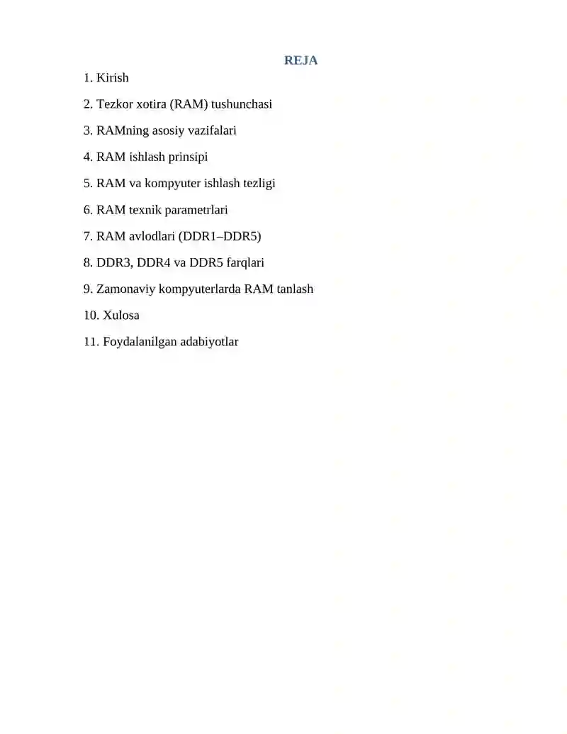 Tezkor xotira (RAM) 2
