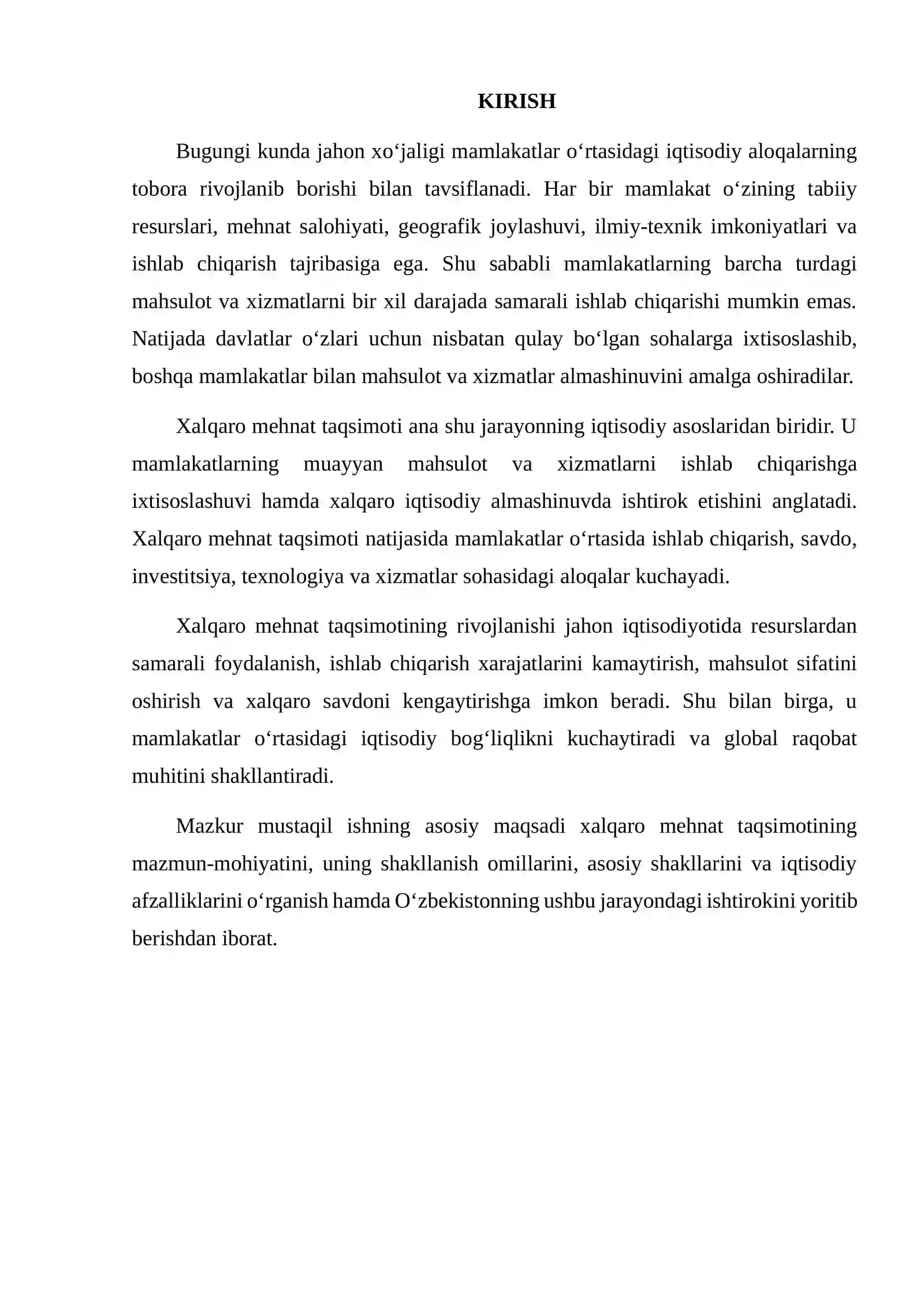 XALQARO MEHNAT TAQSIMOTI VA UNING AFZALLIKLARI 2