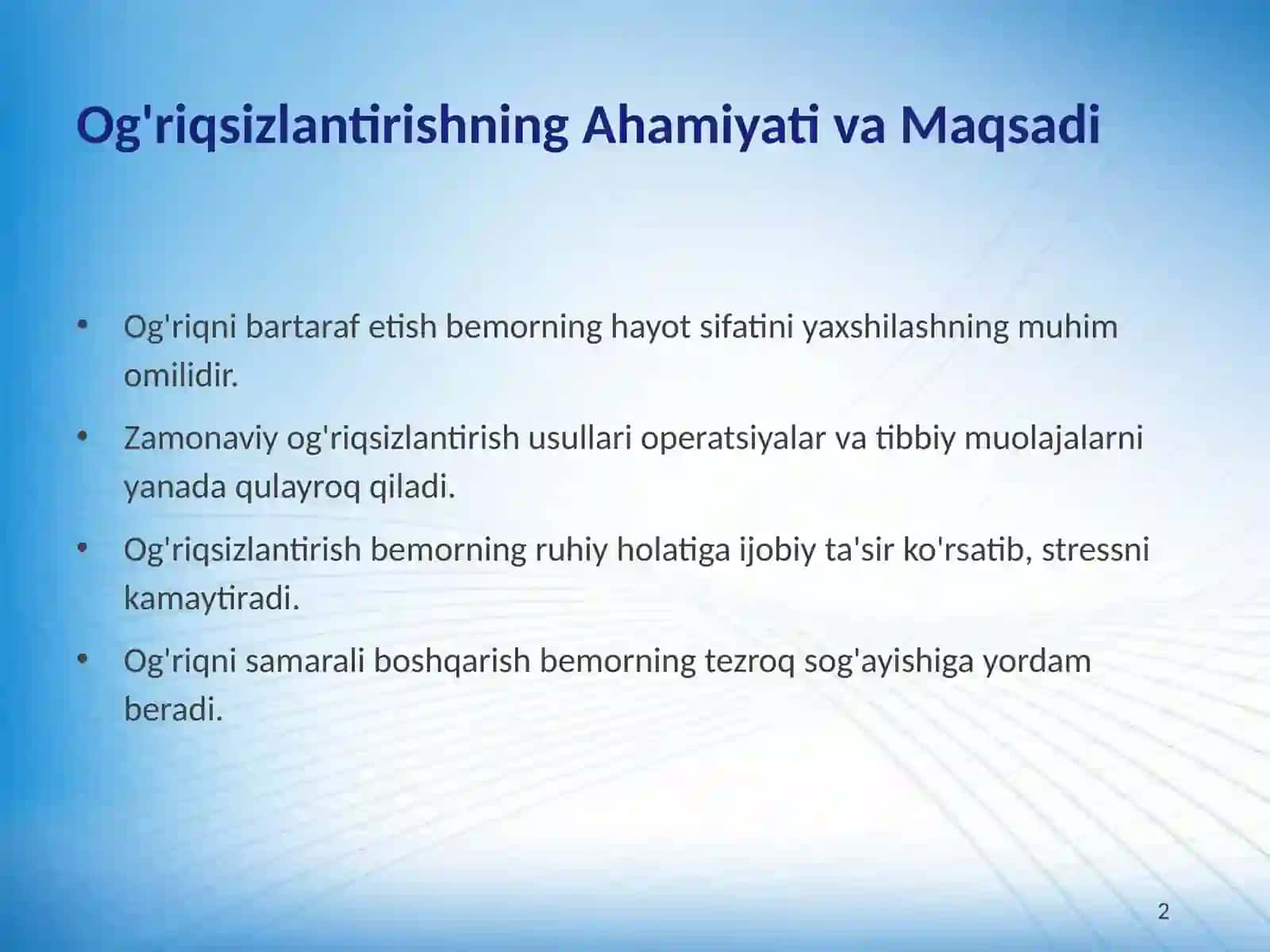 Og'riqsizlantirishning Zamonaviy Usullari: Innovatsiyalar va Imkoniyatlar 2