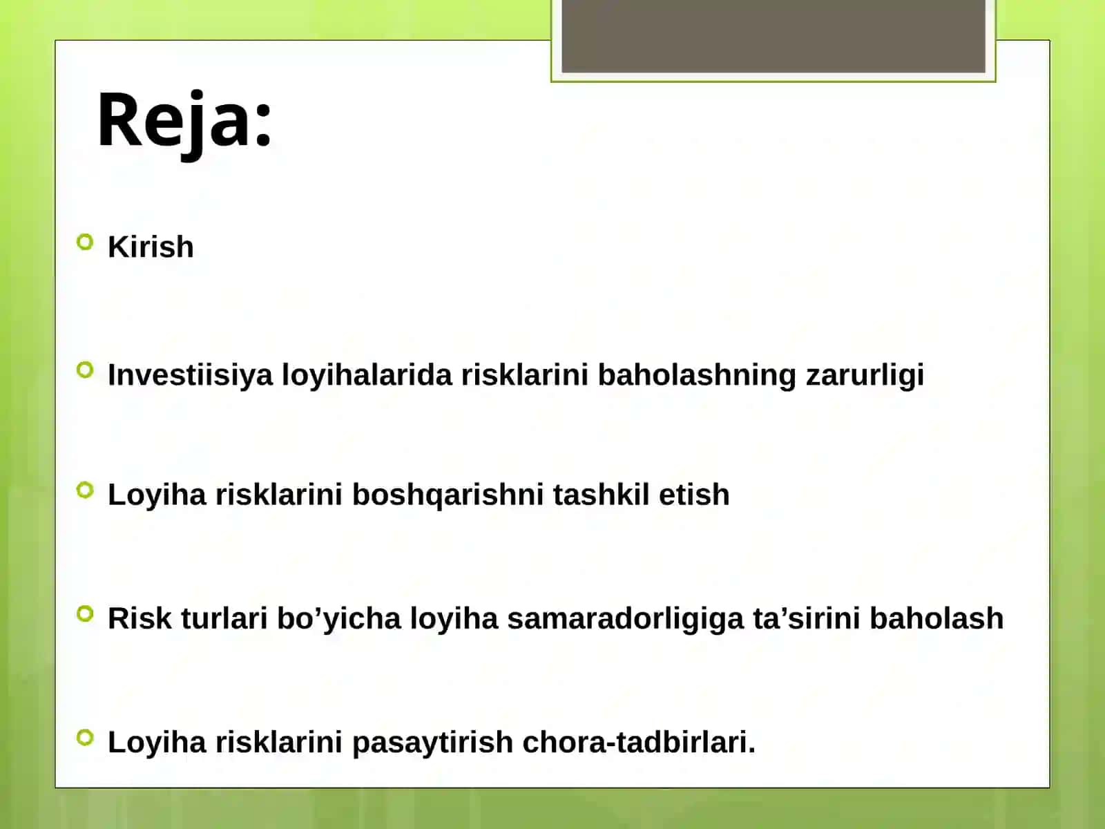 Biznesda investitsion baholashning amaliy jihatlari 2