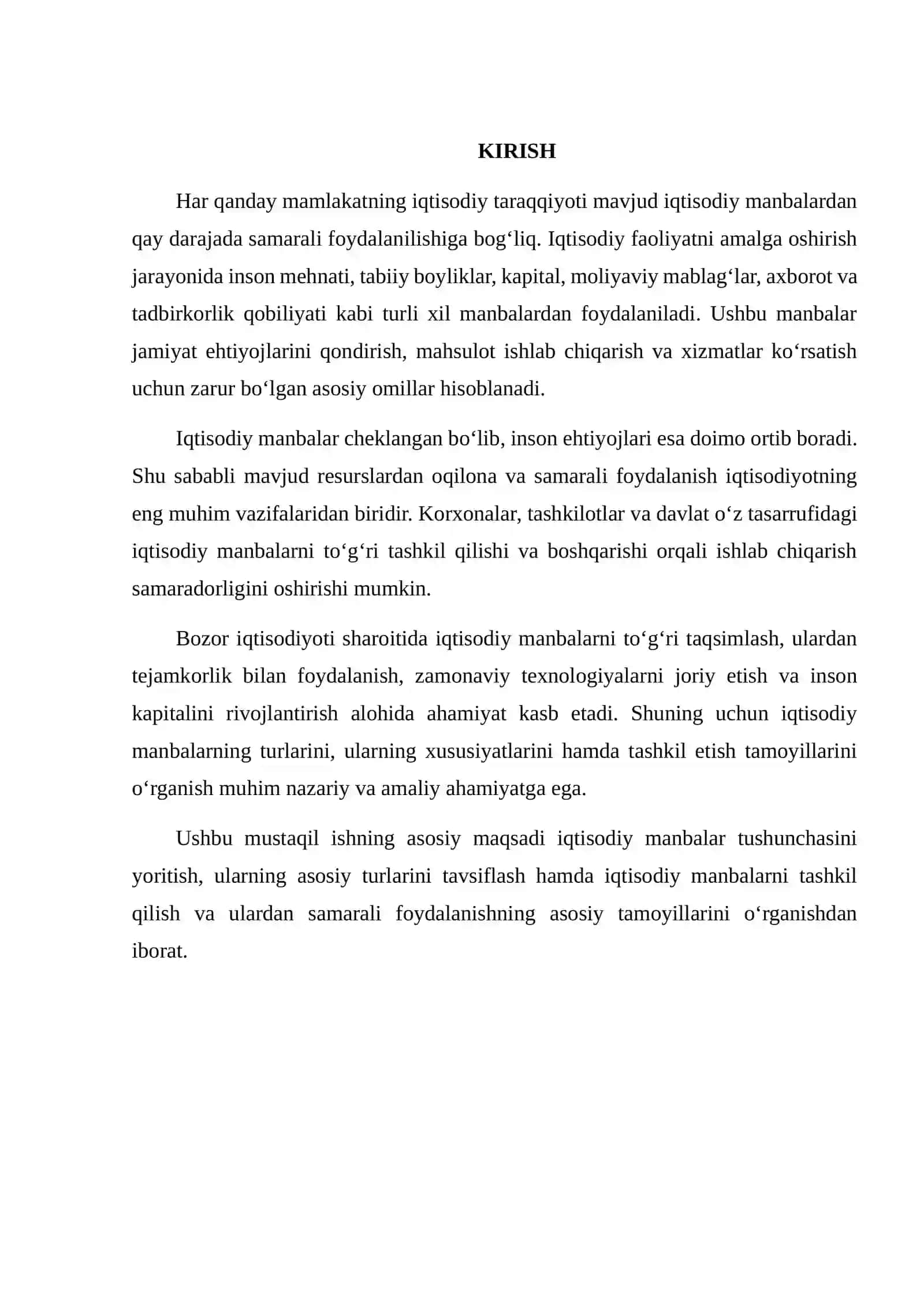 IQTISODIY MANBALARNING TURLARI VA ULARNI TASHKIL QILISHNING ASOSIY TAMOYILLARI 2