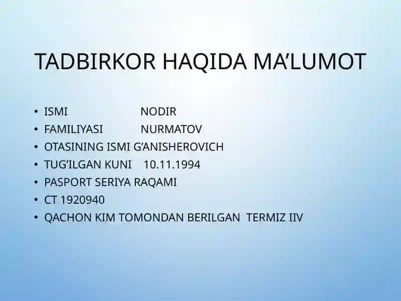 “SARTAROSHXONA” BIZNES REJASI 2