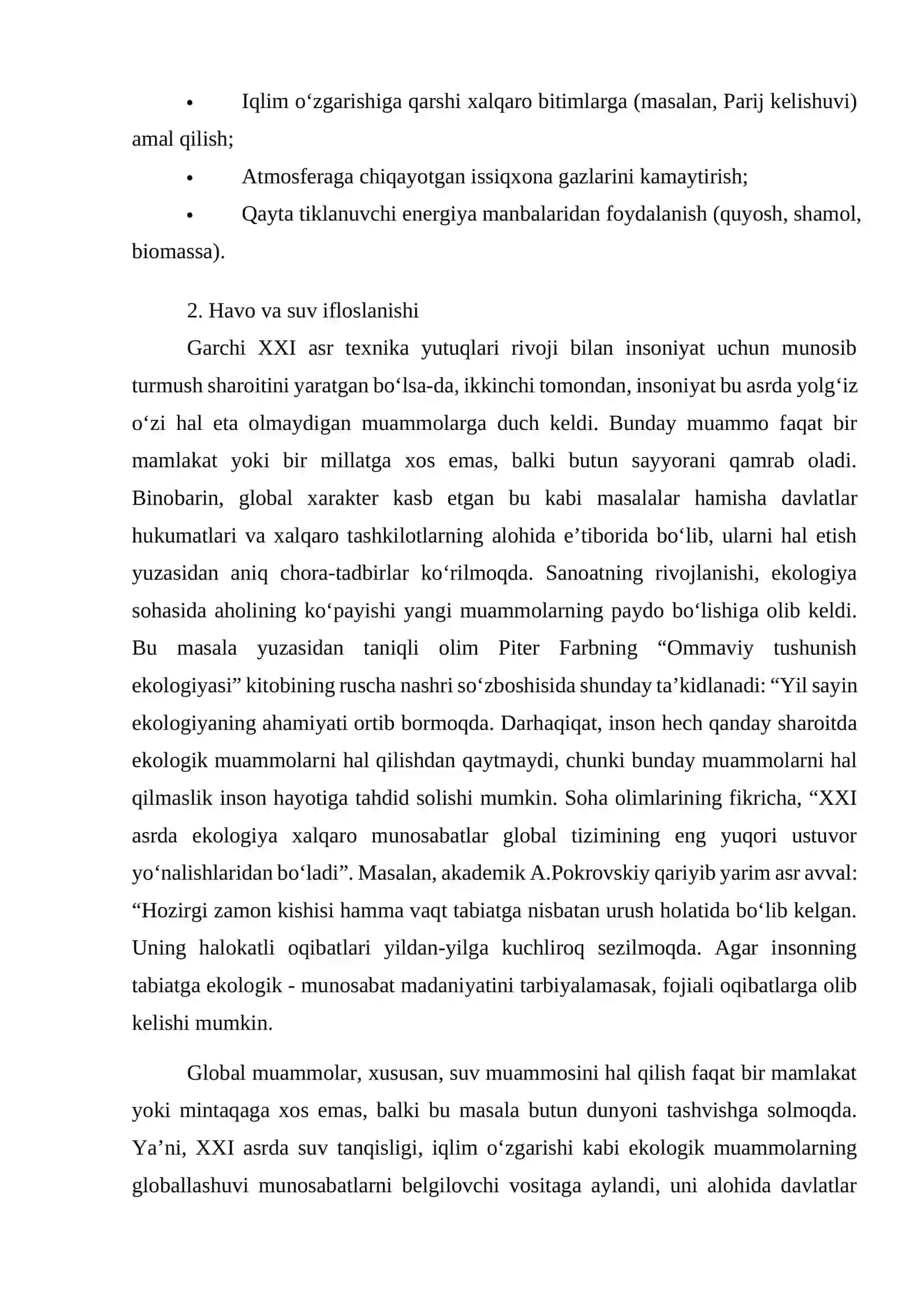 Ekologik global muammolar va ularga yechim 2