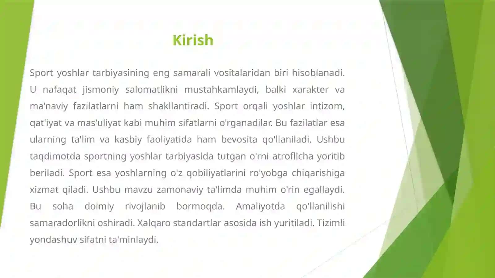 SPORTNING YOSHLAR TARBIYASIDAGI O'RNI 2