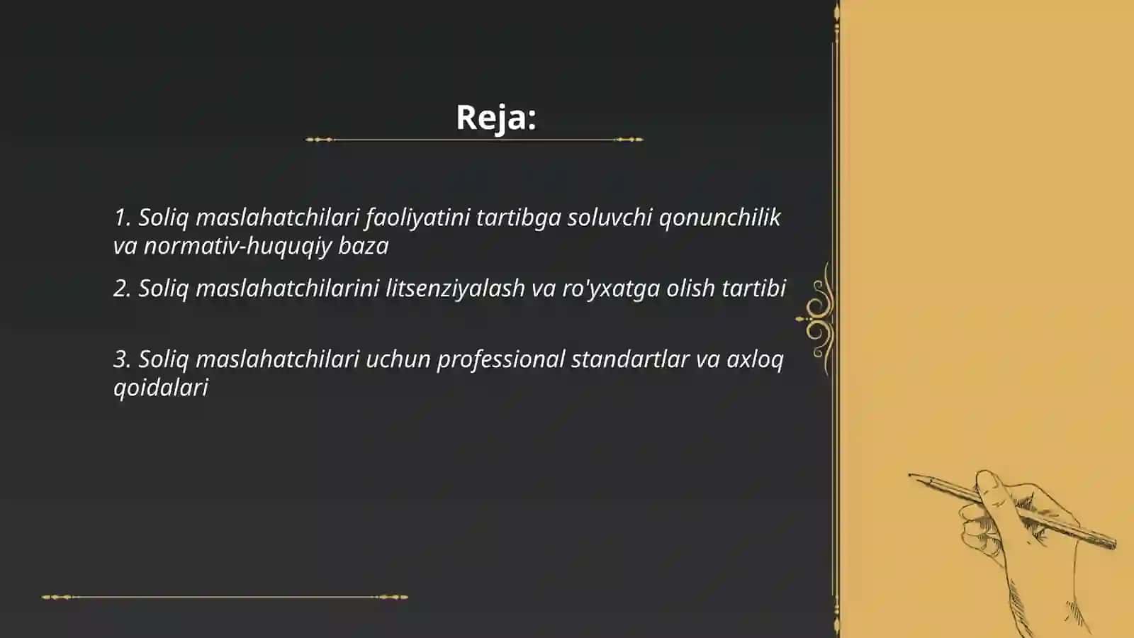 Soliq maslaxati bozorini tartibga solish va nazorat qilish 2