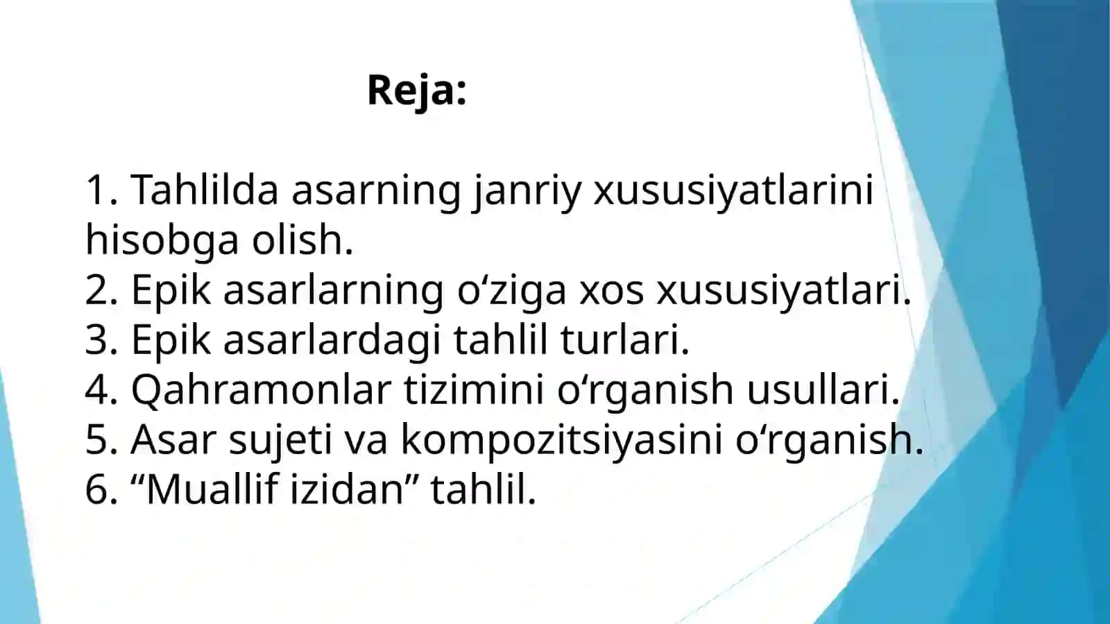 Epik asarlar tahlili, matn ustida ishlash yo‘llari (“Xamsa” dostonlari misolida) 2