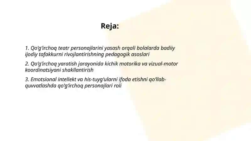 Maktabgacha yoshdagi bolalarni qoʻgʻirchoq teatrini personajlarini yasash orqali badiiy ijodiy qobilyatlarini shakllantirishning tarbiyaviy ahamiyati 2