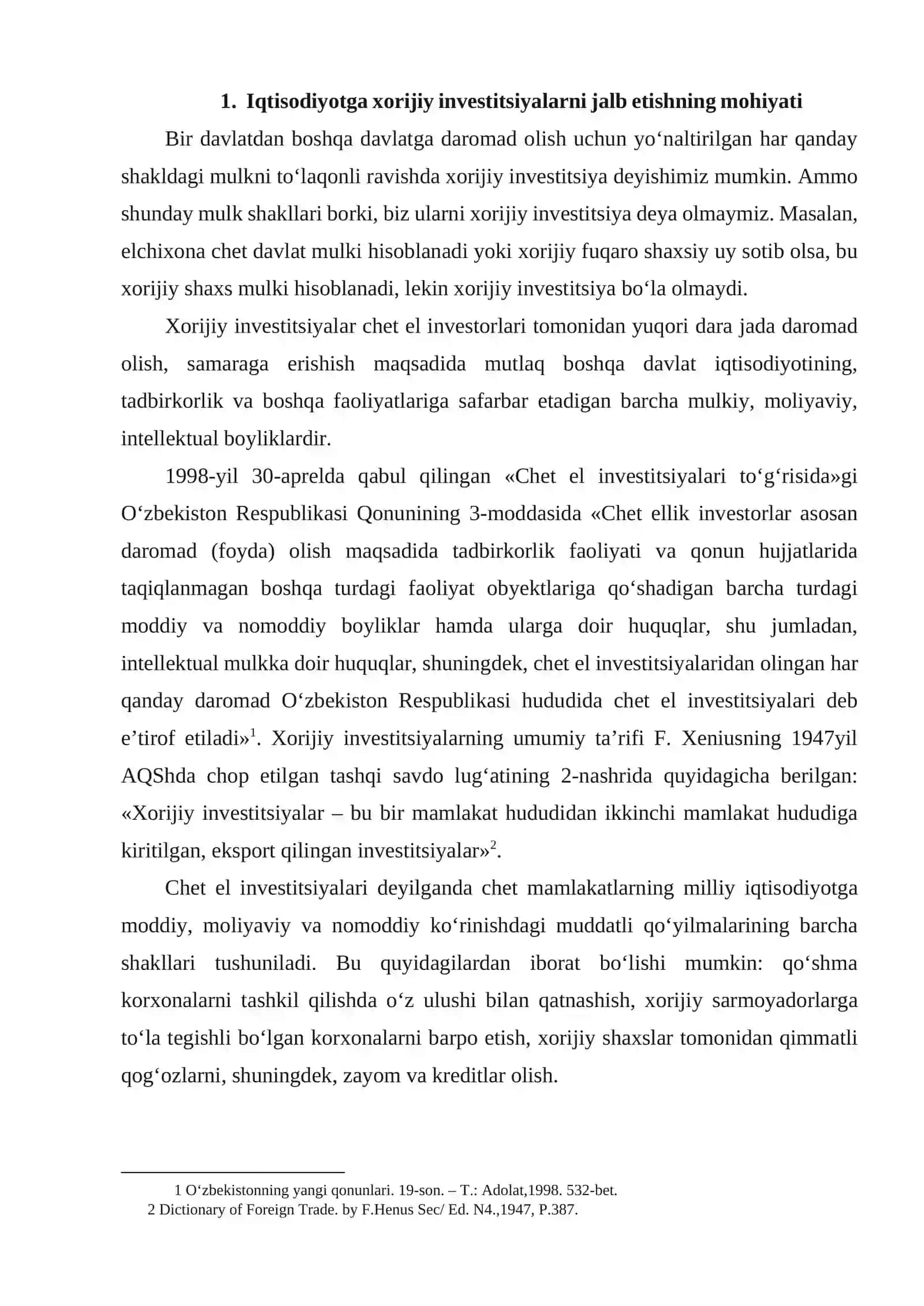 Iqtisоdiyotni rivоjlаntirishdа хоrijiy investitsiyalаrning ahamiyati 2
