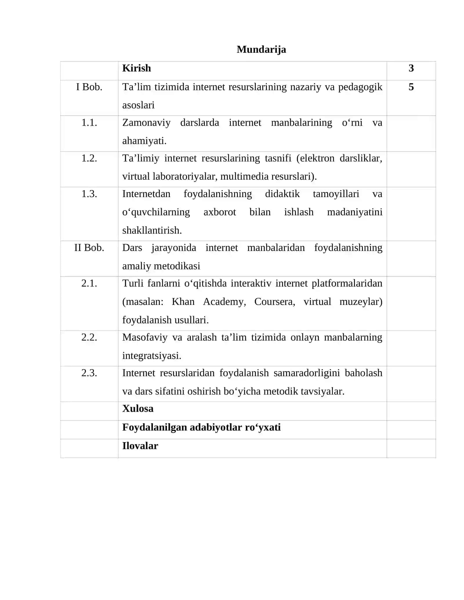Biologiya oʻqitish metodikasi fani Dars jaroyonida internet manbalaridan foydalanish mavzusidan 2