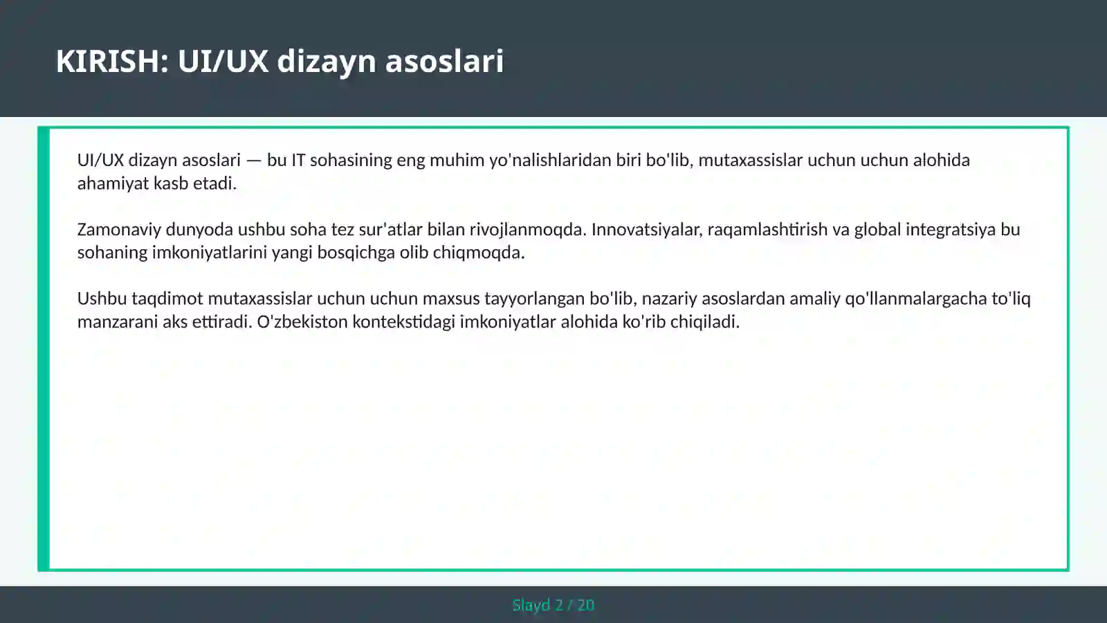 UI/UX DIZAYN ASOSLARI 2