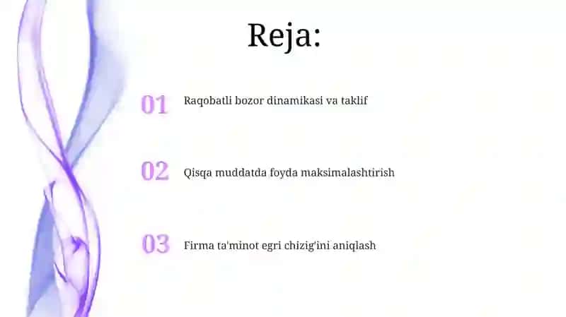 Taklif egrivi hosil qilish 2