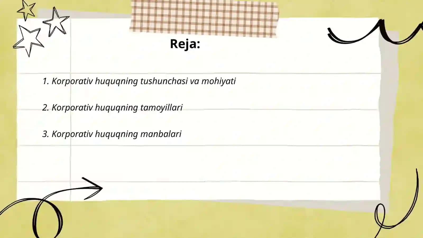 Korporativ huquq tushunchasi va belgilari 2