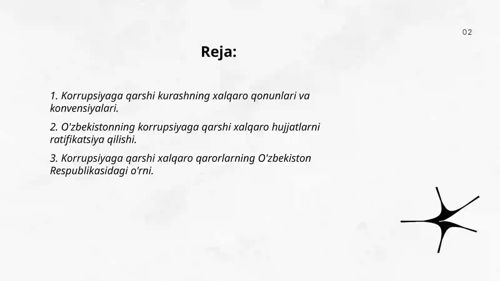KORRUPSIYAGA QARSHI KURASH BO’YICHA XALQARO QONUNLAR VA QARORLARNING O’ZBEKISTONDA RATIFIKATSIYA QILISHNINH AHAMIYATI 2