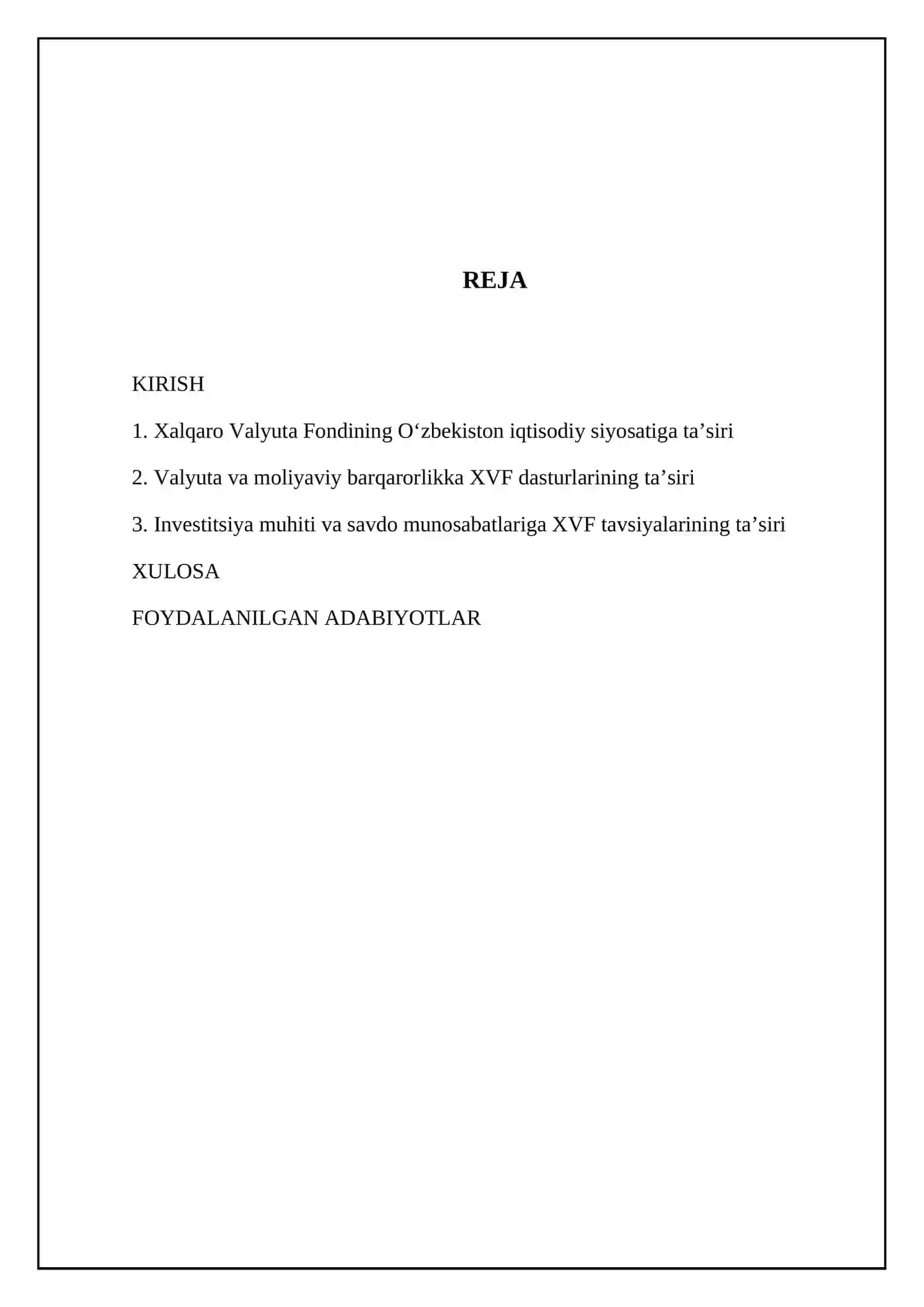 Ozbekiston respublikasi iqtisodiyotiga xalqoro valyuta fondining tasiri 2