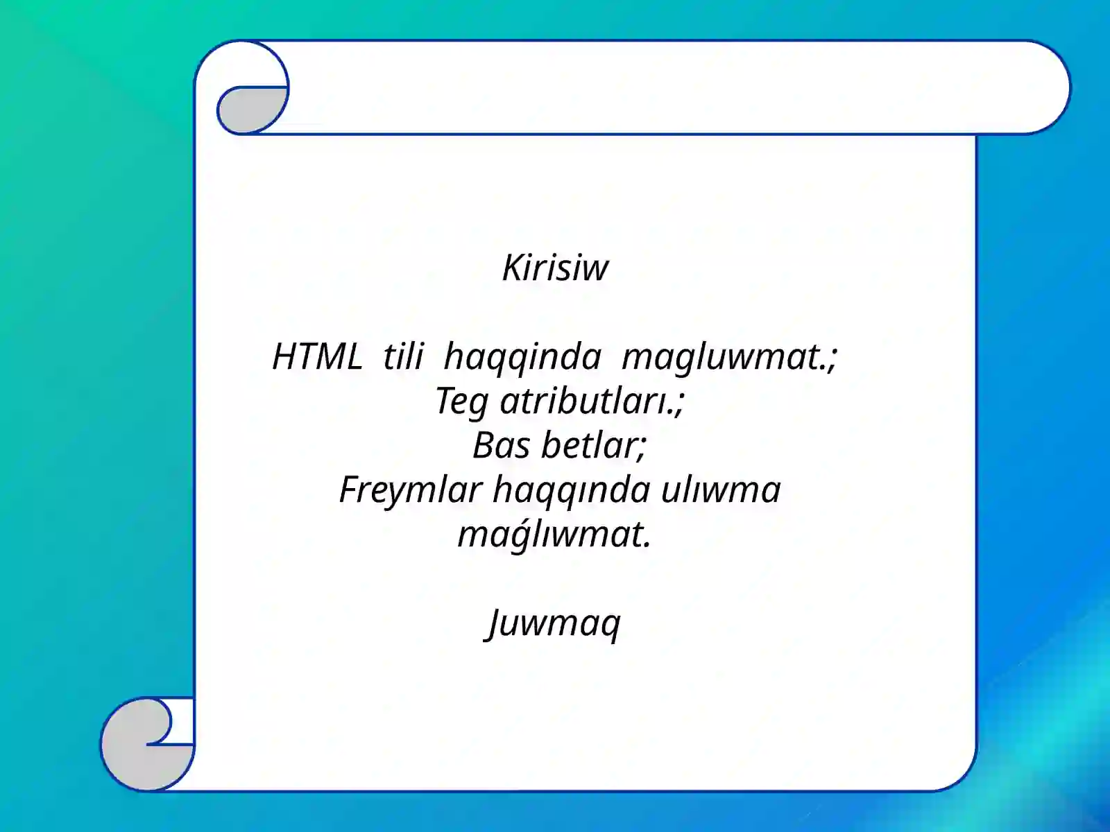 HTML tilinde web bet jaratiw 2