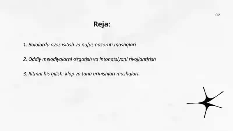 Bolalarni ashula aytish musiqa tinglash va musiqaviy ritmik xarakatlarni o’rgatish 2