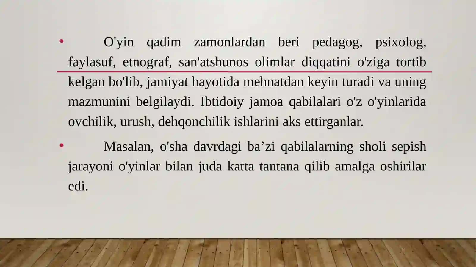 O’yinning bola faoliyati sifatidagi o’ziga xosligi 2