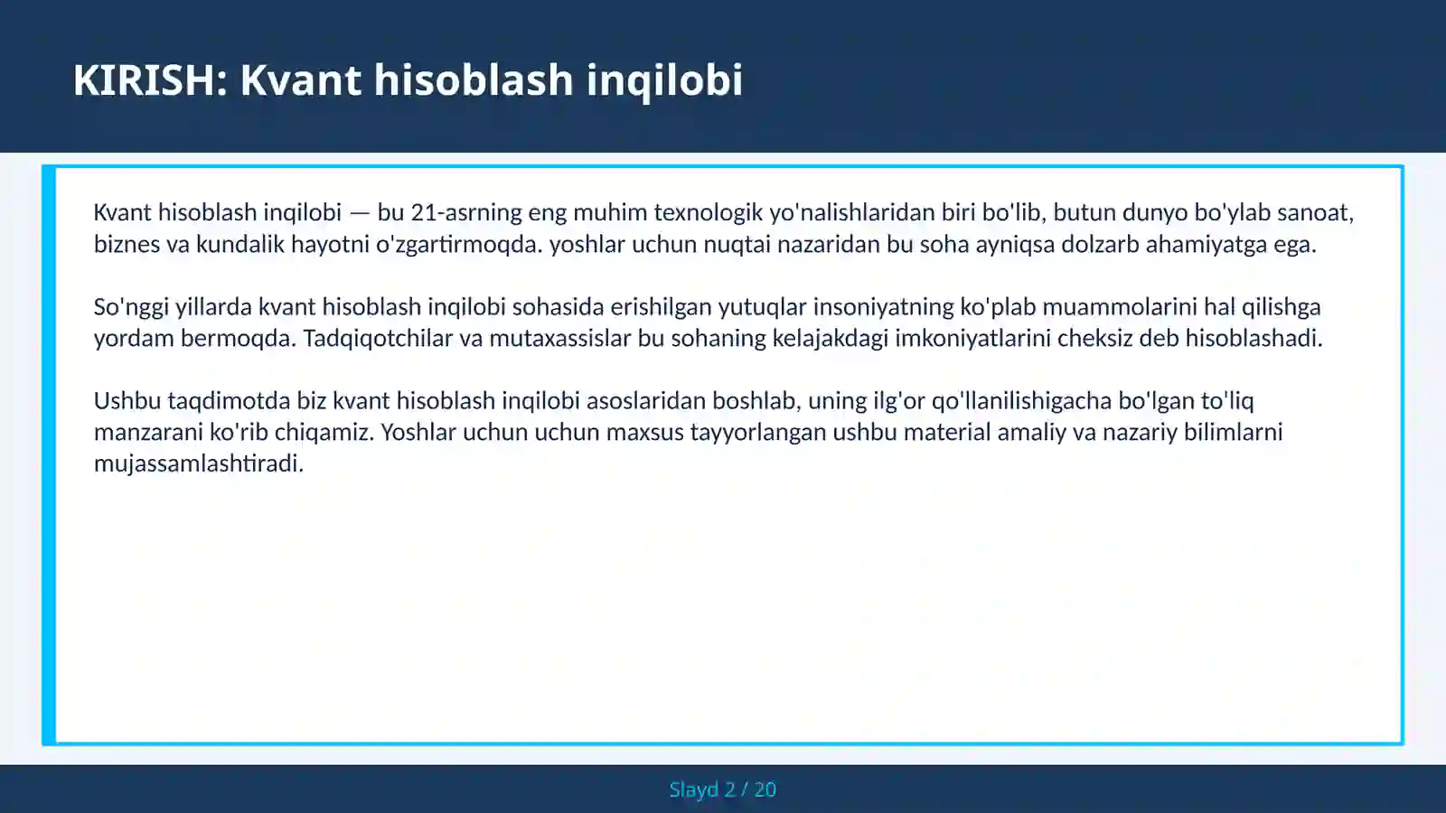 KVANT HISOBLASH INQILOBI 2