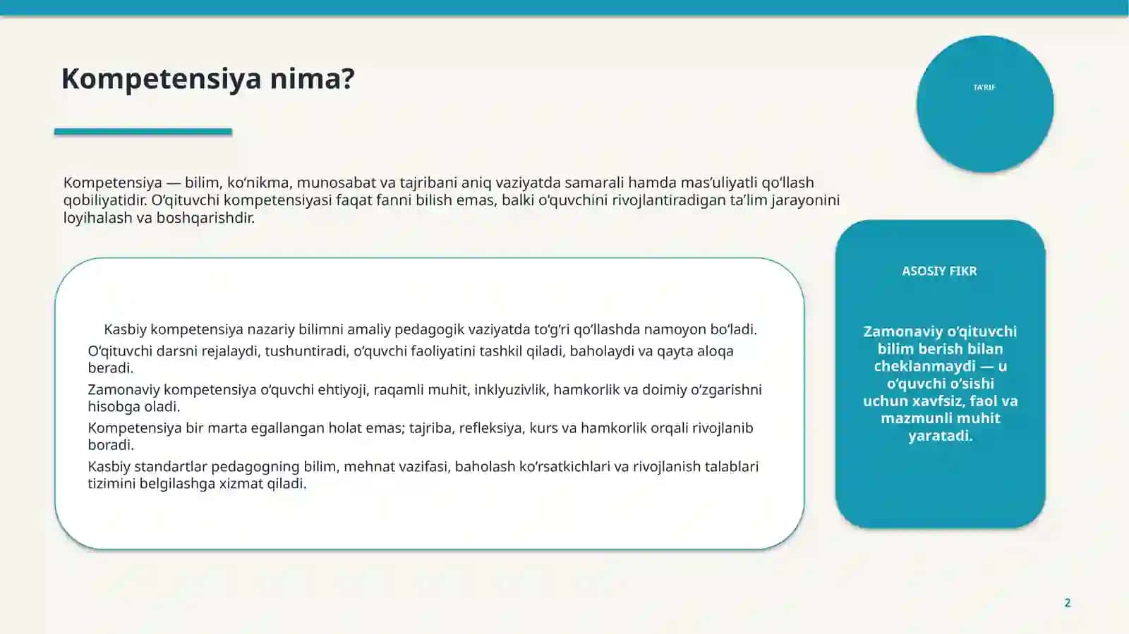 Zamonaviy O‘qituvchi Kompetensiyalari 2