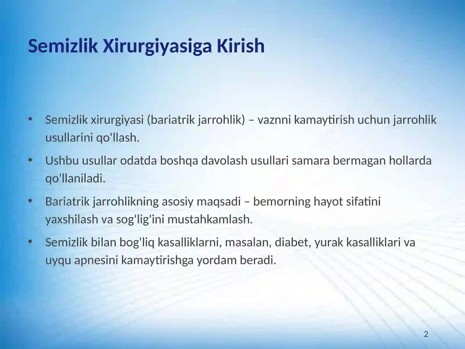 Semizlik Xirurgiyasi va Ichak Kasalliklari: Zamonaviy Davolash Usullari 2