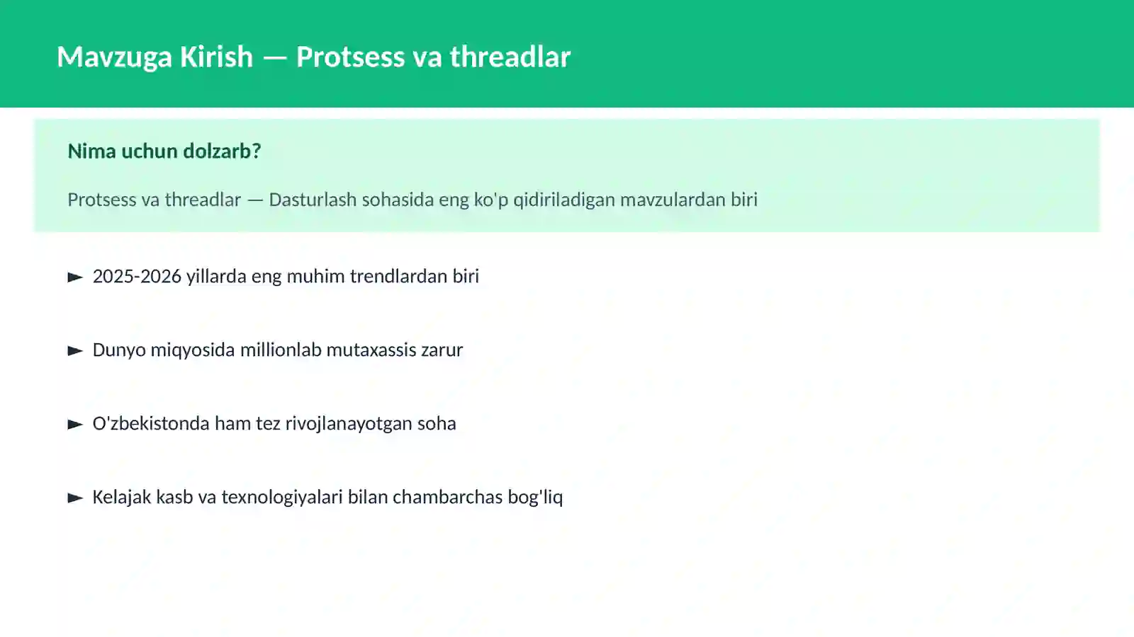 Protsess va threadlar 2