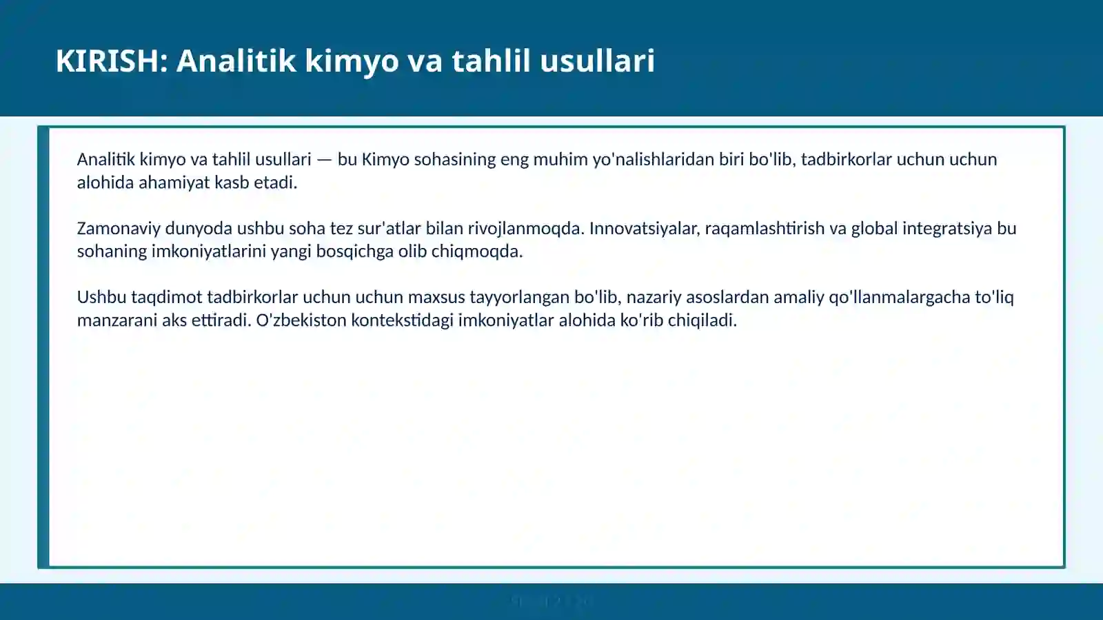Analitik kimyo va tahlil usullari 2