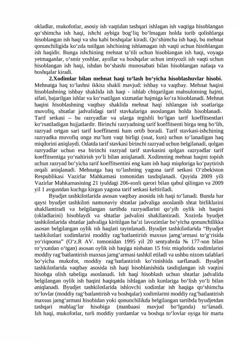 BYUDJET TASHKILOTLARIDA XODIMLAR VA STIPENDIYA OLUVCHILAR BILAN HISOBLASHUVLAR HISOBI 2