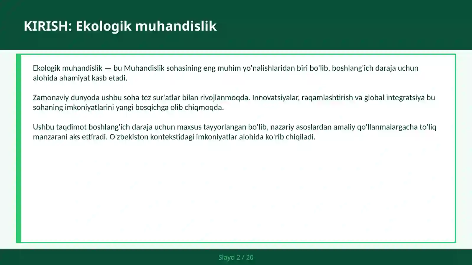 Ekologik muhandislik 2