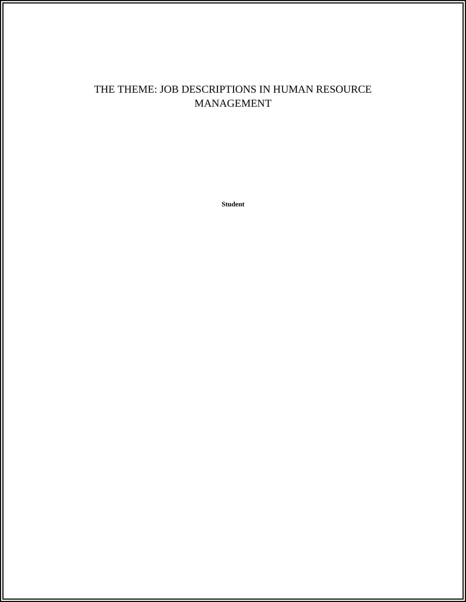 JOB DESCRIPTIONS IN HUMAN RESOURCE MANAGEMENT 2
