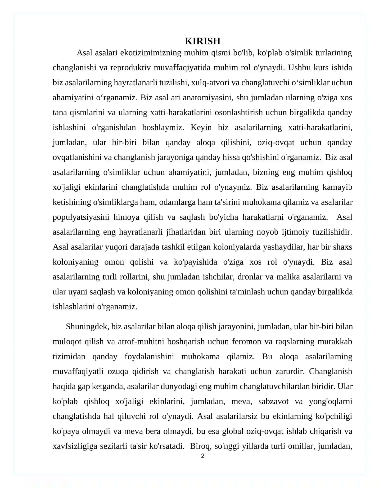 Asalarilarni Tuzilishi va O'simliklar Uchun Ahamyati 2