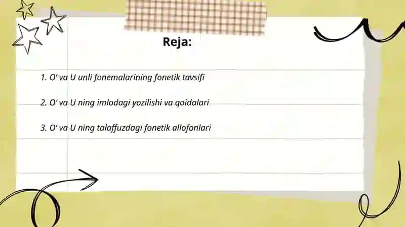 Oʻ va U unli fonemalarining imlo va talaffuzi 2