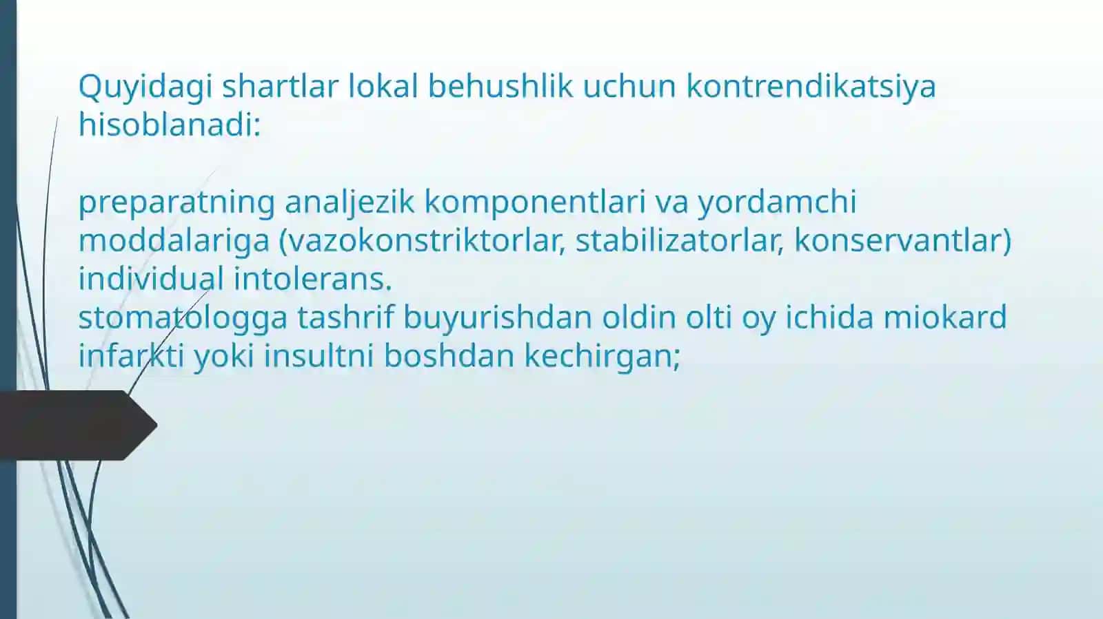 Hamroh kasalligi bor bemorlarda og`riqsizlantrish usulini tanlash 2
