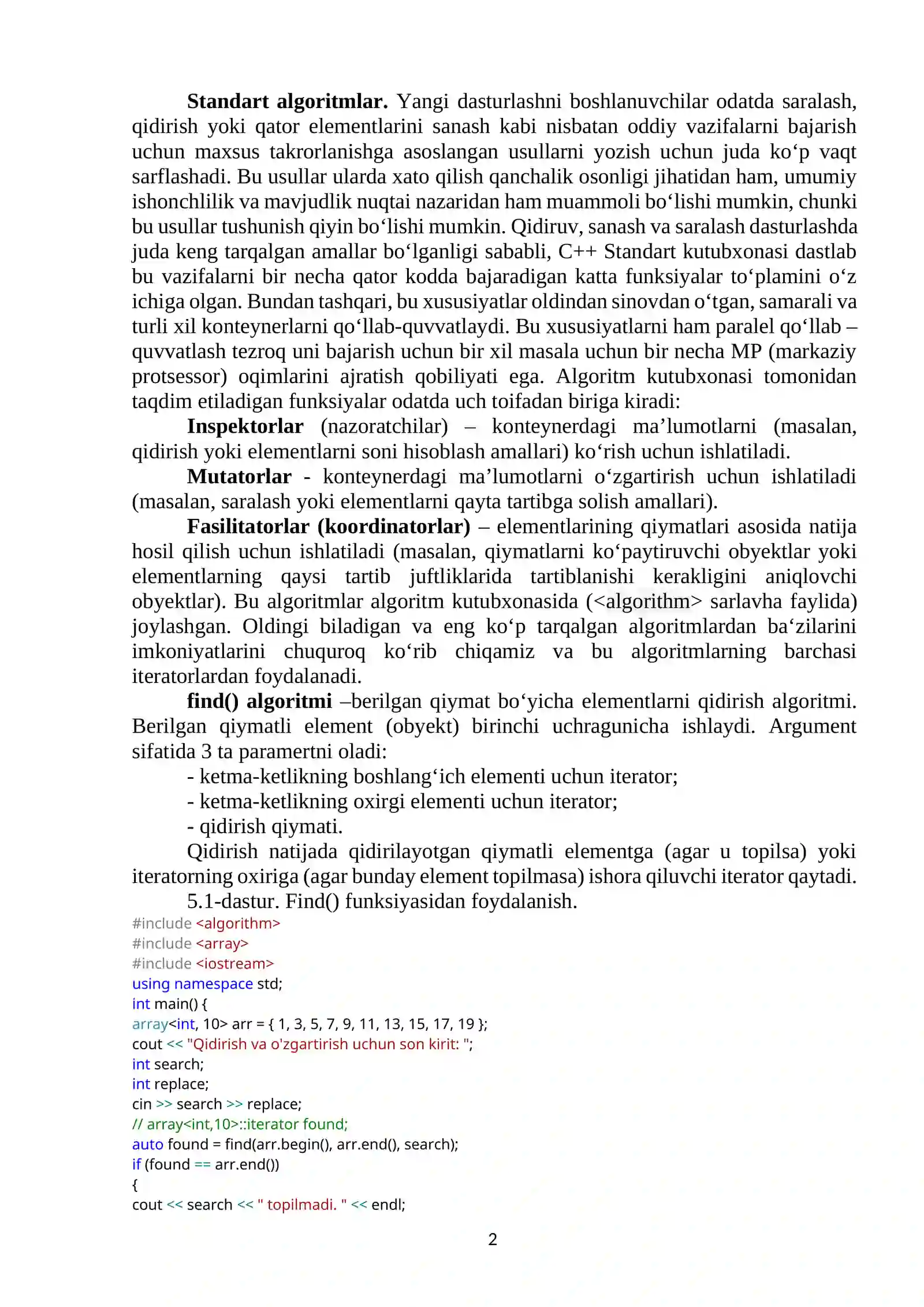 Standart algoritmlar 2