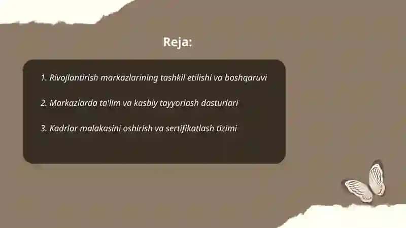 Rivojlantirish markazlarining faoliyati 2