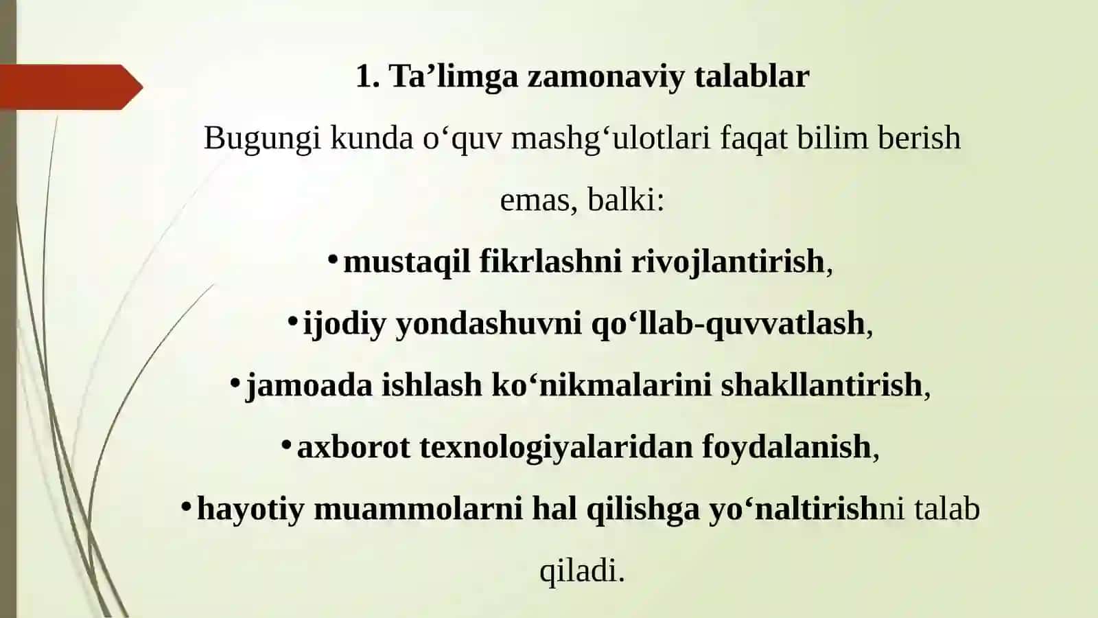 O‘quv Mashg‘ulotlarini Tashkil Etish va O‘tkazishga Zamonaviy Yondashuvlar 2