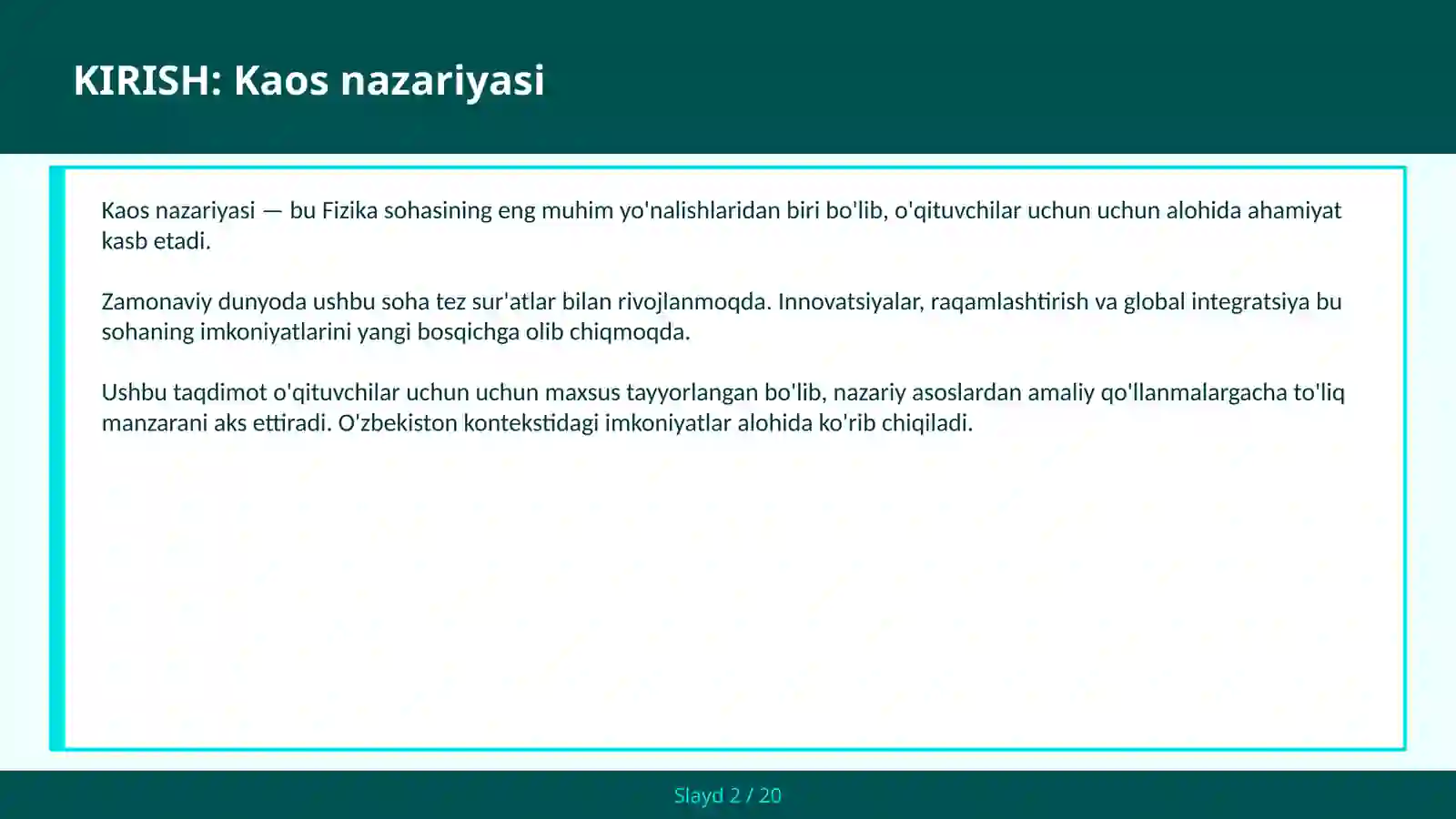 KAOS NAZARIYASI 2