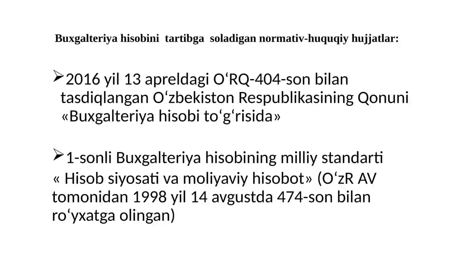 Buxgalteriya hisoblari va huquqi hujjatlar 2