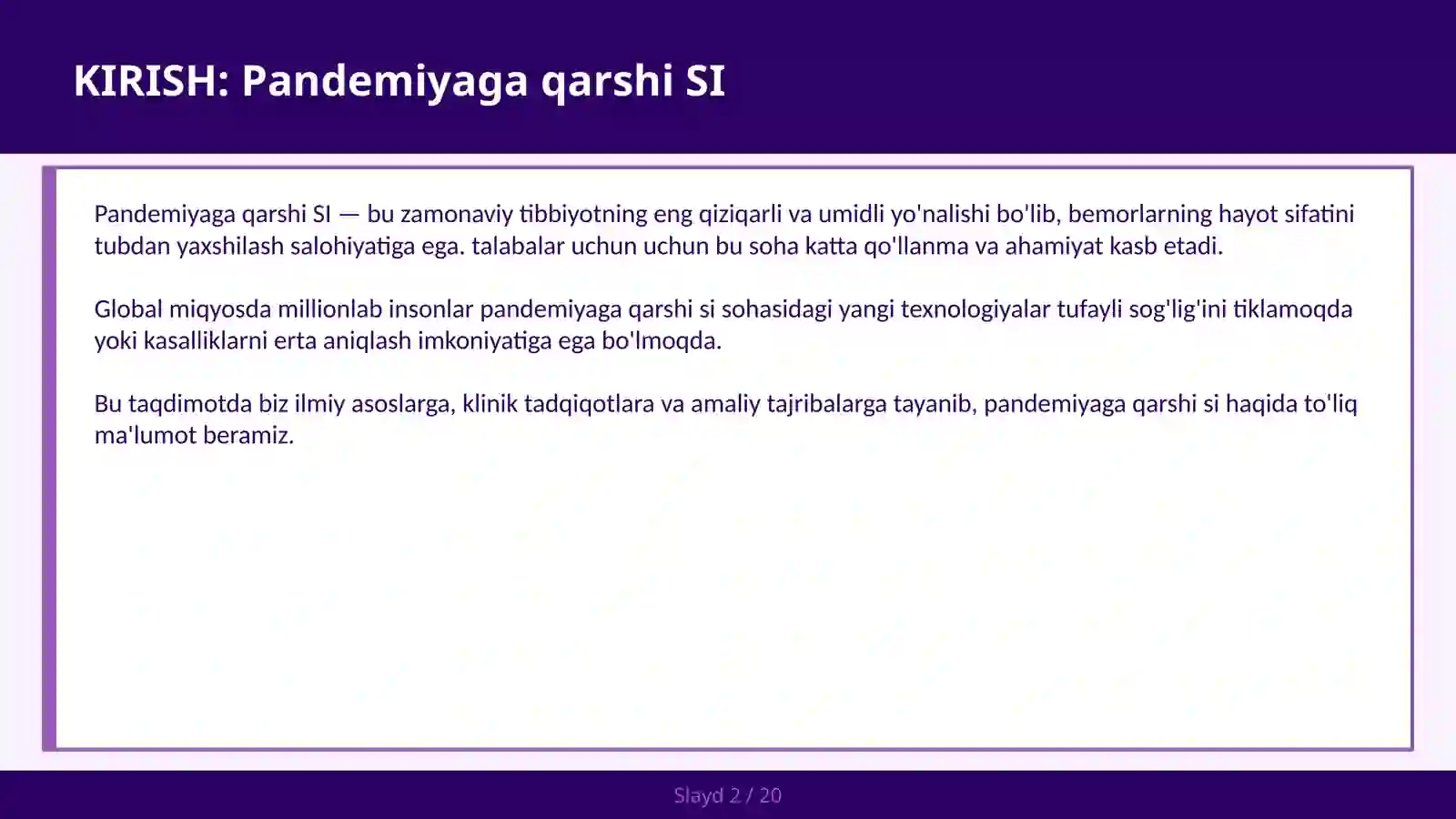 Pandemiyaga qarshi SI 2