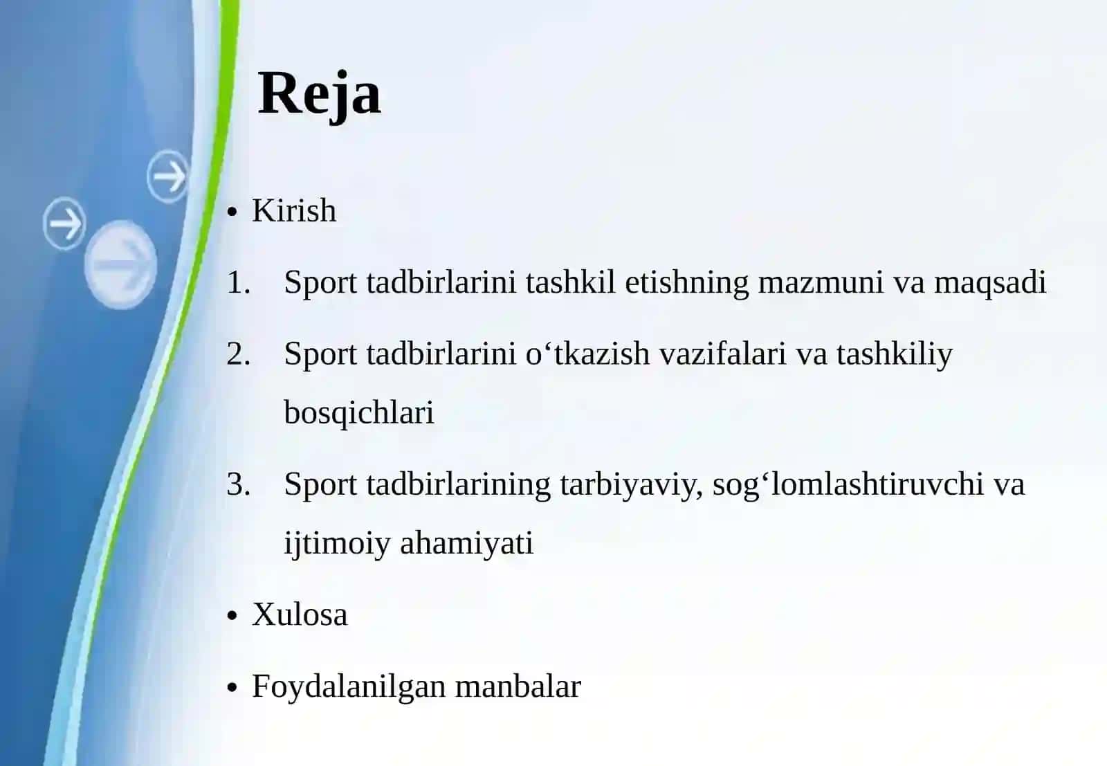 Sport tadbirlarini tashkil etishning maqsad va vazifalari 2