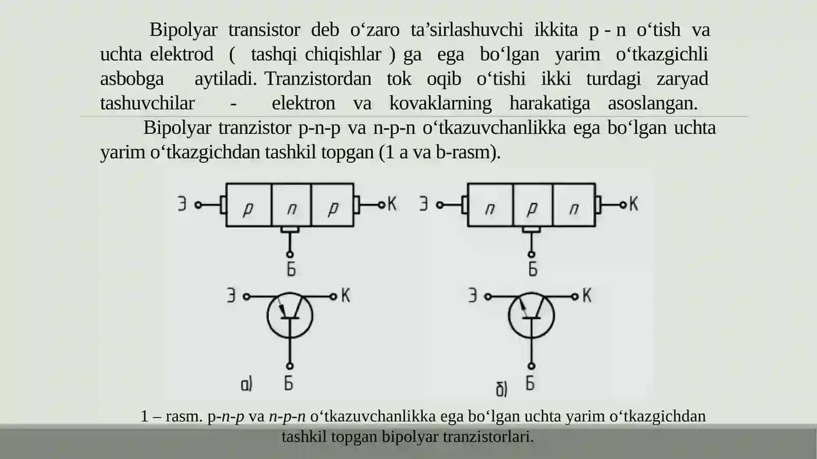 Bipolyar tranzistorlar haqida umumiy ma’lumotlar. 2