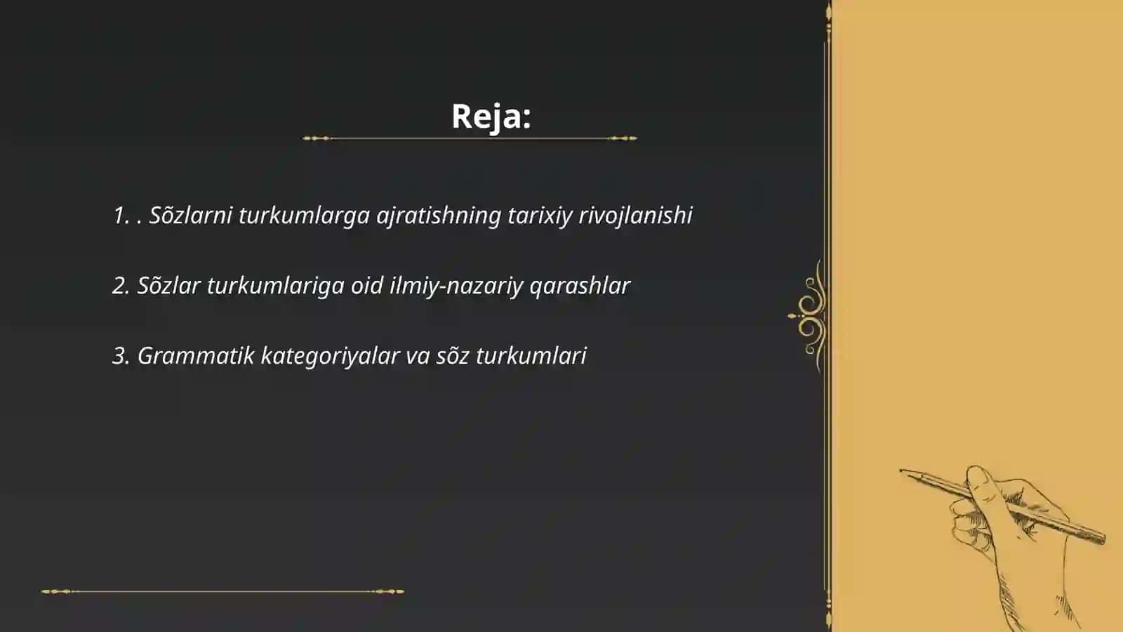 Sõzlarni turkumlarga ajratish yuzasidan ilmiy qarashlarni mushohada etish 2