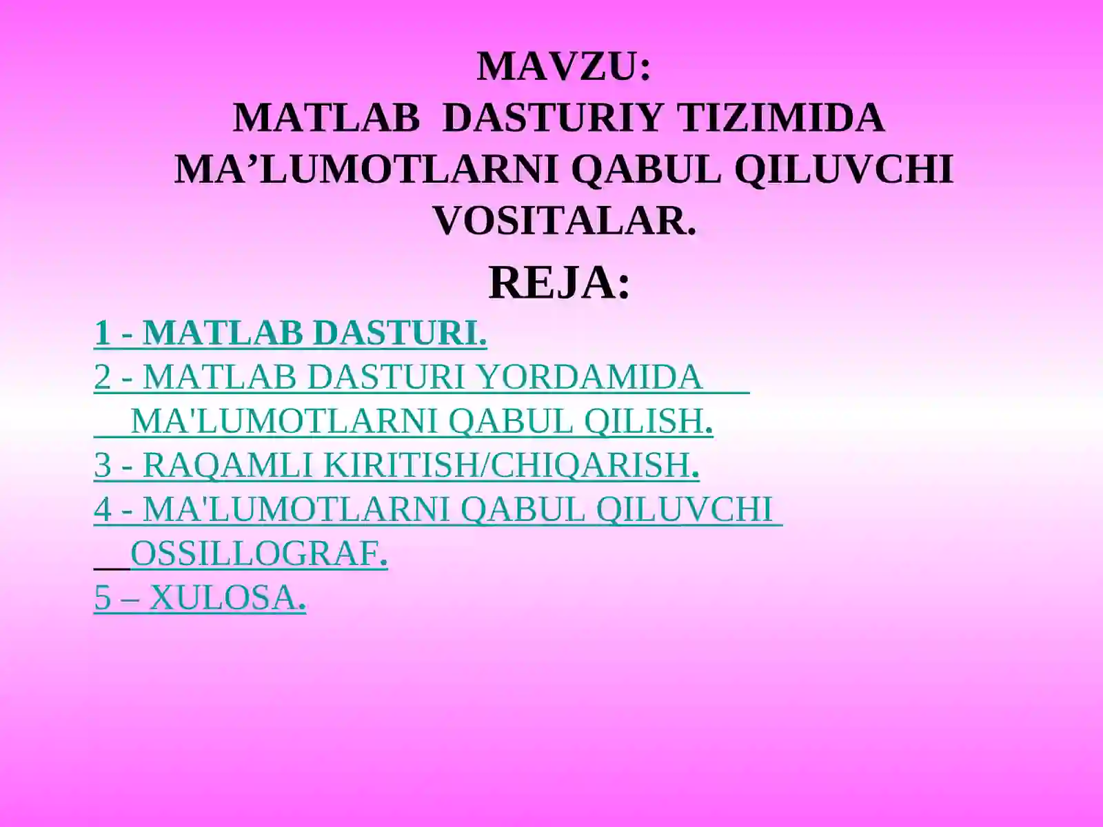 MATLAB DASTURI 2