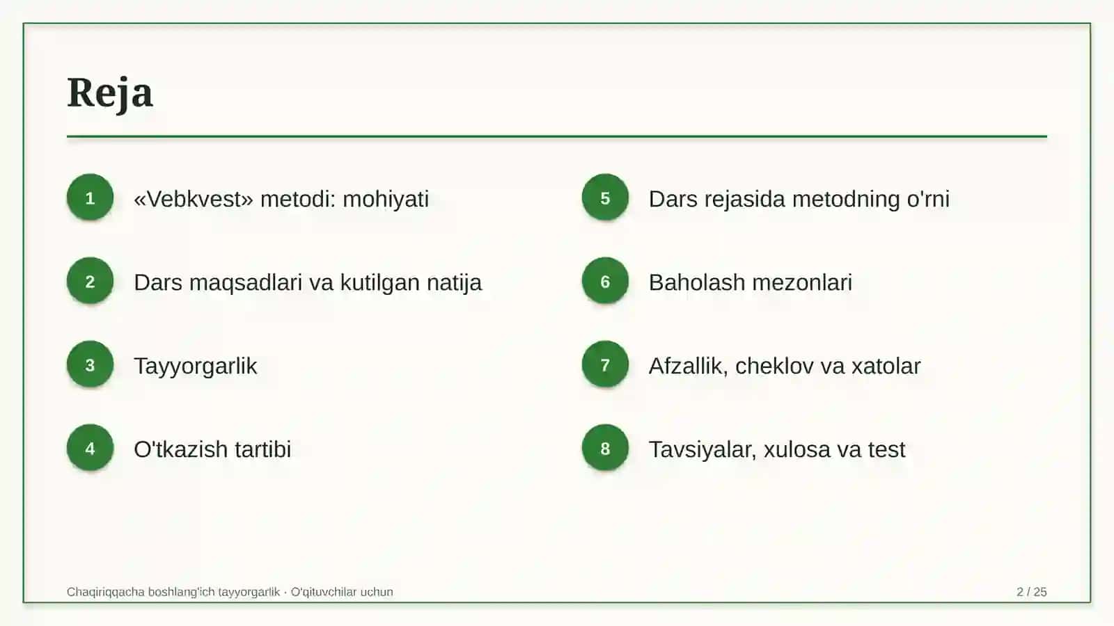 chaqiriqqacha boshlang'ich tayyorgarlik darslarida vebkvest metodidan foydalanish 1384 2